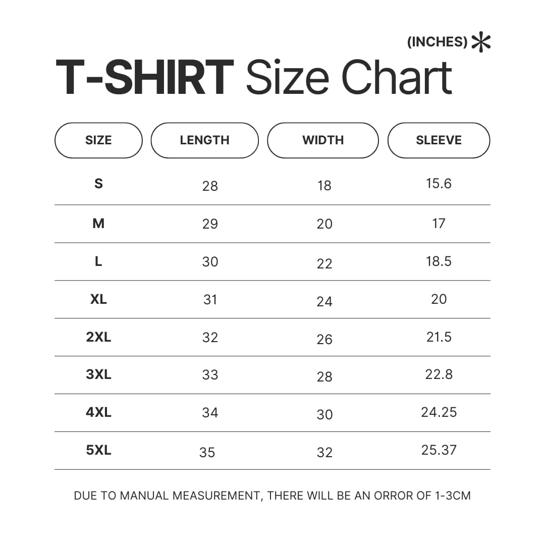 T shirt Size Chart - Princess Jellyfish Store
