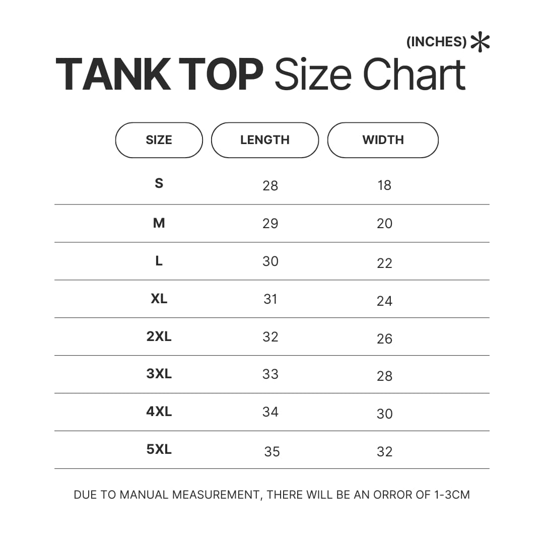 Tank Top Size Chart - Princess Jellyfish Store