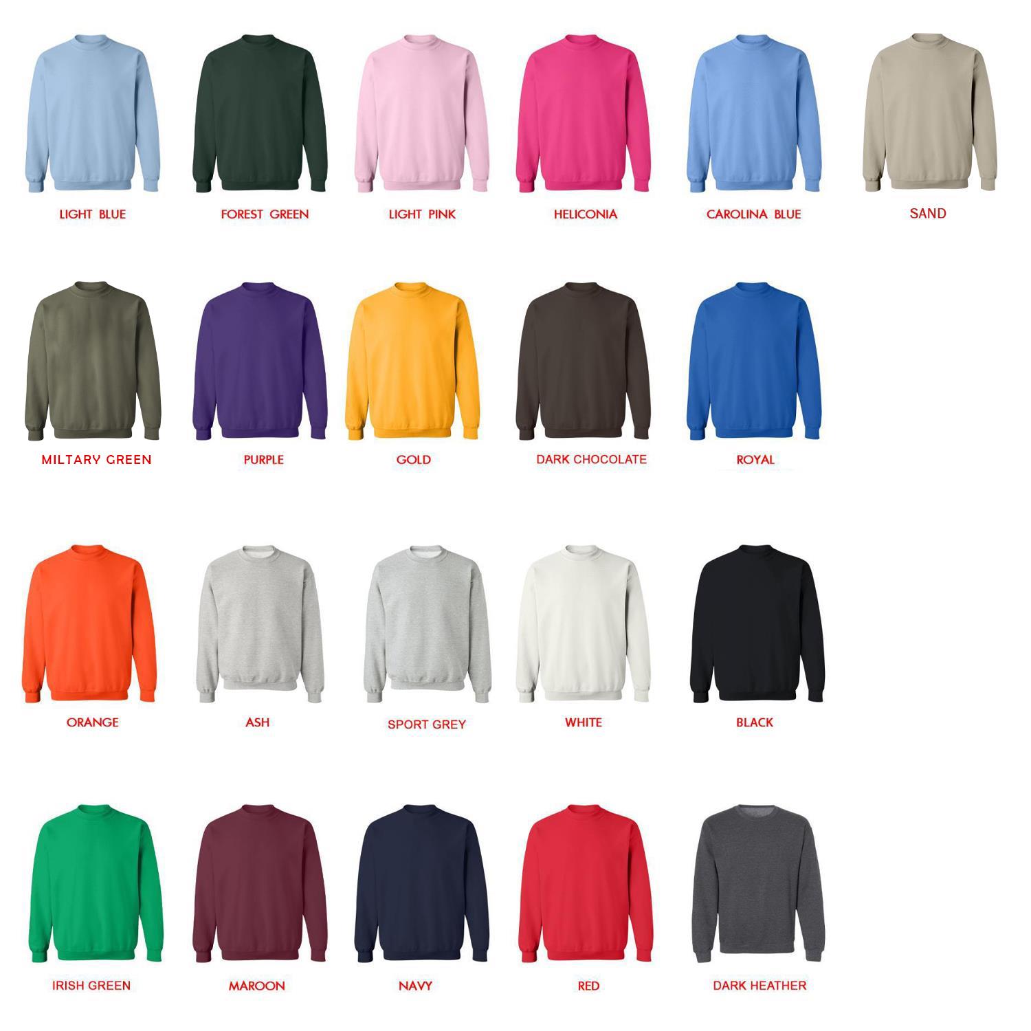 sweatshirt color chart - Princess Jellyfish Store