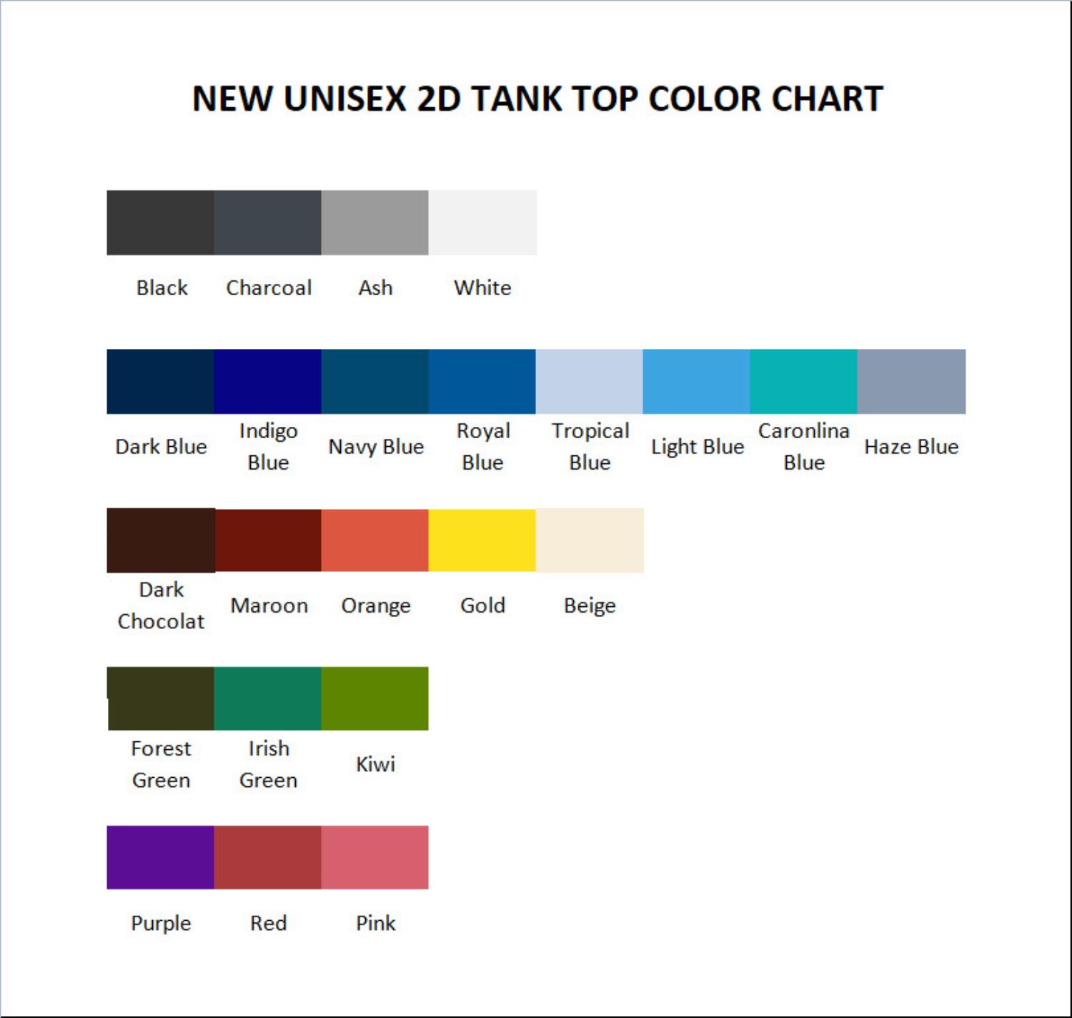 tank top color chart - Princess Jellyfish Store