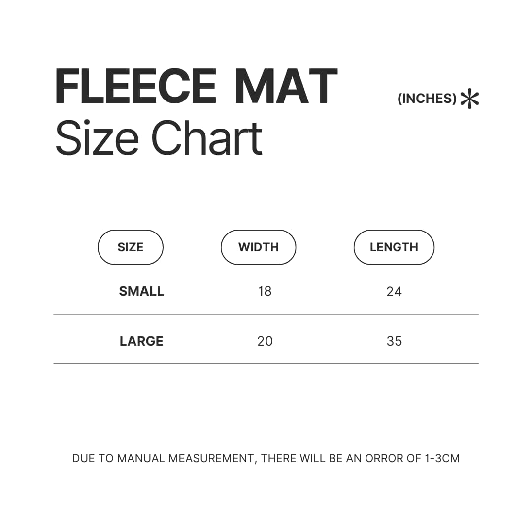 Fleece Mat Size Chart - Princess Jellyfish Store