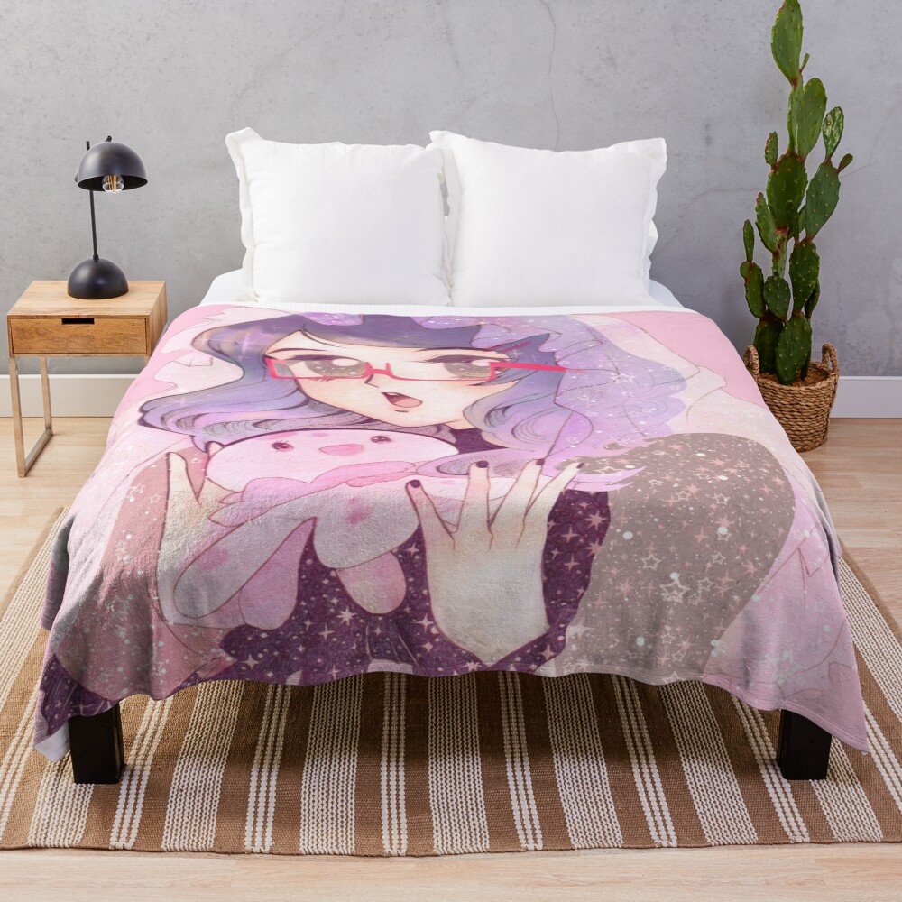Shoujo Tsukimi Cute Throw Blanket